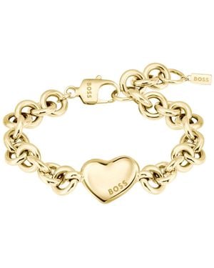 BOSS Tone Chain Bracelet With Heart Charm - Metallic