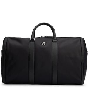 BOSS Twill Holdall With Double B Monogram And Two-Way Zip - Black