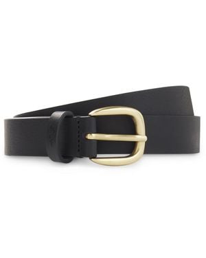 BOSS Cinturón De Piel Italiana Con Hebilla Dorada - Negro