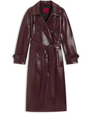 HUGO Dark Purple Women's Leather Jackets Size 4 - Red