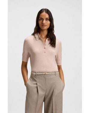 BOSS Knit Virgin-Wool Polo Jumper With Moisture Management - Pink