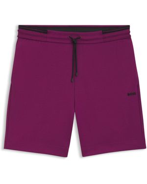 BOSS Short Van Een Katoenmix Met Strepen - Paars