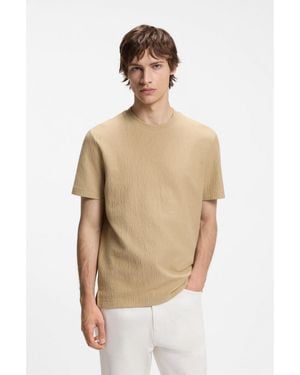 HUGO Cotton-Blend T-Shirt With Creased Effect - Natural
