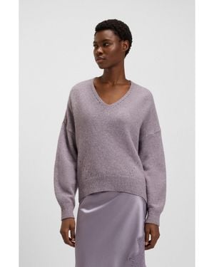 BOSS V-Neck Jumper - Purple