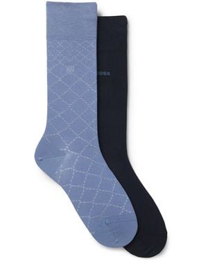 BOSS Two-Pack Of Regular-Length Cotton-Blend Socks - Blue