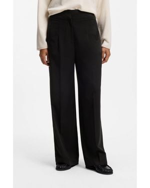 BOSS Straight-Fit Trousers With Pleat Front - Black