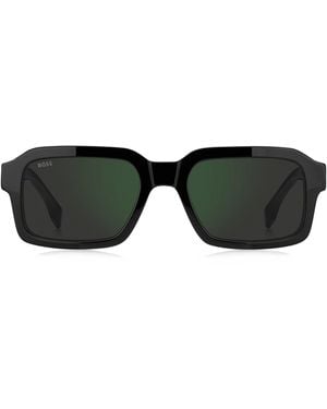 BOSS Sonnenbrille Aus Schwarzem Acetat Mit Grün Getönten Gläsern