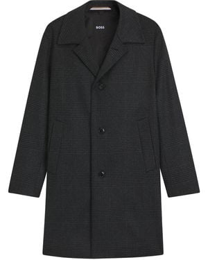 BOSS Relaxed-Fit Mantel Aus Karierter Wolle Mit Kaschmir - Schwarz
