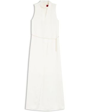 HUGO Maxikleid Aus Satin Mit Abnehmbarem Kettengürtel - Weiß