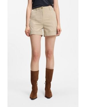 BOSS Stretch-Cotton Shorts With Turn-Up Hems - Natural