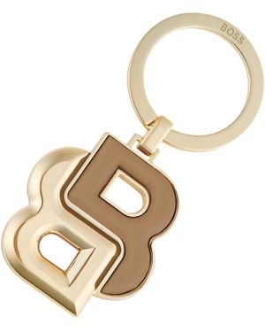 BOSS Key Ring With Camel And-Tone Double B Monogram - Metallic