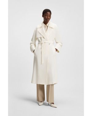 BOSS Trench Coat With Fabric Belt - White
