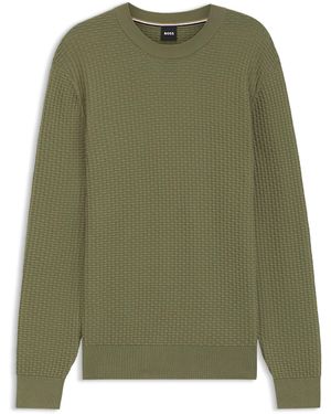 BOSS Pullover Aus Baumwolle Mit Verschiedenen Strukturen - Grün