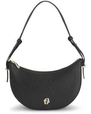 BOSS Leren Crossbodytas Met Double B-Monogram - Zwart