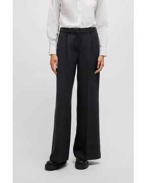 BOSS Boot-leg Pants In Stretch Fabric - Black