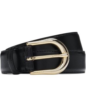 BOSS Cinturón De Piel Italiana Con Hebilla Dorada - Negro