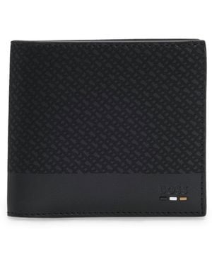 BOSS Monogram Wallet With Plain Trims - Black