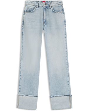HUGO Straight-Fit Jeans Met Omslagen Van Blauw Denim