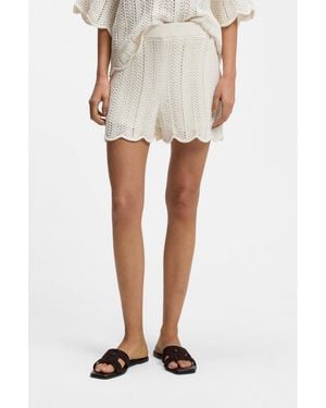 BOSS Cotton-Blend Knitted Shorts With Wave Structure - White