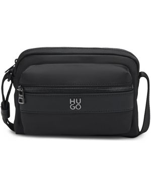 HUGO Twill Crossbody Bag With Stacked-Logo Hardware - Black