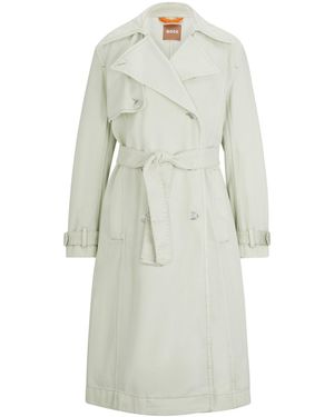 BOSS Trench Oversized Fit En Coton Déperlant - Blanc