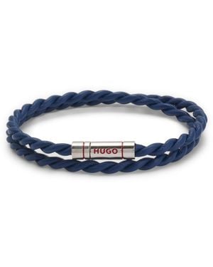 HUGO Doppeltes Armband Aus Geflochtenem Leder - Blau