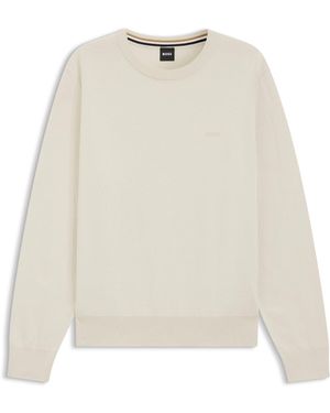 BOSS Katoenen Trui Met Logostiksel - Naturel