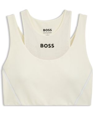 BOSS Active Sports Bra With Mesh Insert - White