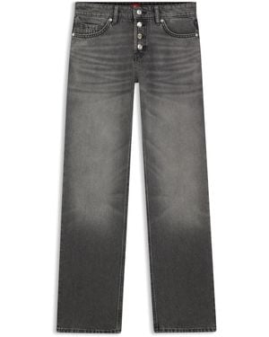 HUGO Jeans Straight Fit En Denim Gris Con Bragueta Con Botones