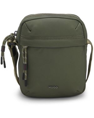 HUGO Twill Reporter Bag With Metallic Logo Lettering - Green