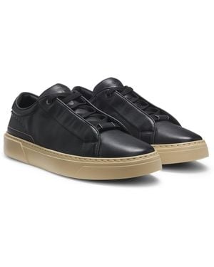 BOSS X Aston Martin-Sneakers Van Generfd Leer - Zwart