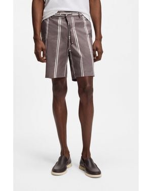 BOSS Stretch-Cotton Shorts With Printed Pattern - Multicolour