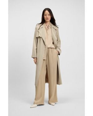 BOSS Trench Coat With Fabric Belt - Natural