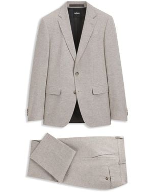 BOSS Traje Slim Fit De Lana Virgen Italiana Con Estampado - Gris