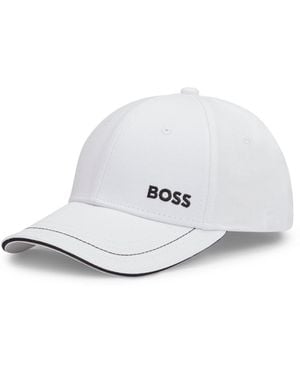 BOSS Cotton-Twill Cap With Contrast Trims And Embroidered Logo - White
