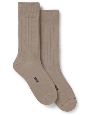 BOSS Two-Pack Of Ribbed Socks With Signature-Stripe Details - Grey