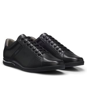 BOSS Saturn Leather Lux Low Profile Trainers - Black