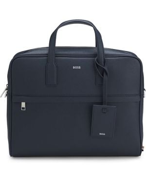 BOSS Gestructureerde Aktetas Met Logo - Blauw