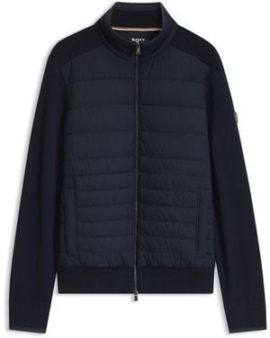 BOSS Jacke Mit Reißverschluss Und Wattierter Vorderseite - Blau