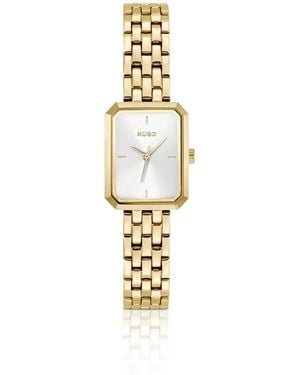 HUGO Three Hand Quartz Movement Watch For Women #cosy Collection With Light Yellow Gold Stainless Steel Bracelet - 1540179 - Metallic