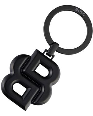 BOSS Key Ring With Matte- Double B Monogram - Black