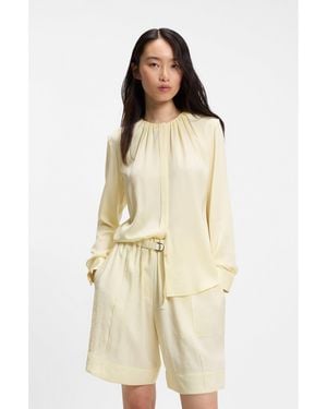BOSS Stretch-Silk Blouse With Gathered Details - Natural