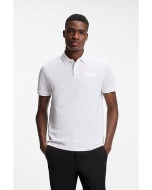 BOSS Paddy Polo Shirt With Structured Logo Patch - White
