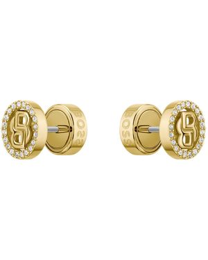 BOSS Orecchini Con Cristalli E Monogramma Double B - Metallizzato