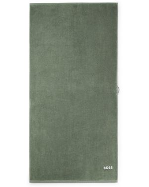 BOSS Toalla De Baño De Algodón Con Logo Bordado En Contraste - Verde