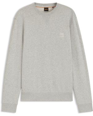 BOSS Sweatshirt Van Katoenen Sweat Met Logopatch - Grijs