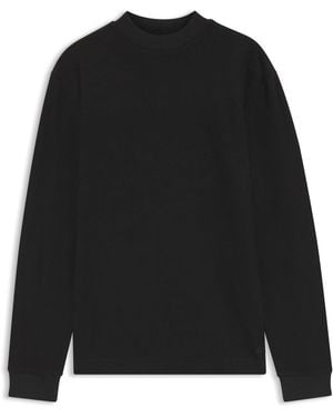 BOSS T-Shirt Van Katoen Met Lange Mouwen En Hoge Halslijn - Zwart
