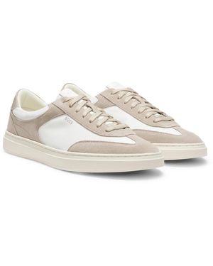 BOSS Vetersneakers Met Suède Details - Wit