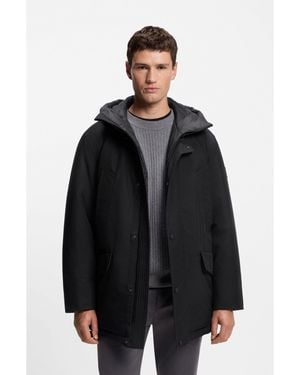 BOSS Water-Repellent Jacket With Contrasting Trims - Black