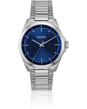 HUGO Seam Stainless-Steel Watch With Textured Dial - Blue